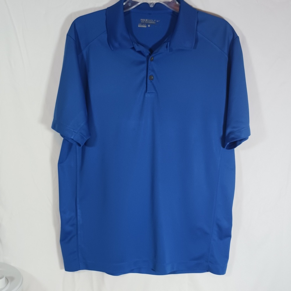 Nike Golf Polo Shirt Mens Large Blue Excellent Dri-FIT Tour Performance Short Sl